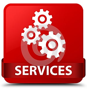 Services (gears icon) red square button red ribbon in middle