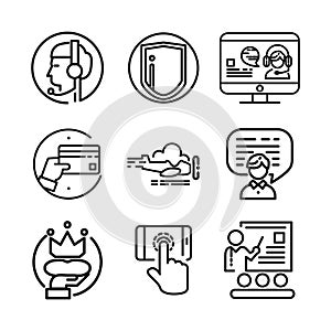 Services Icon Set Black And White Illustration