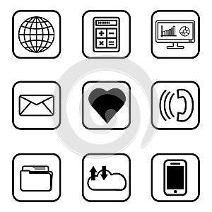 Services icons set on white background.
