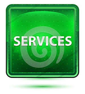 Services Neon Light Green Square Button