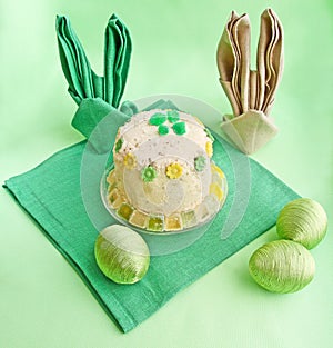 A serviette is built in form easter rabbit photo