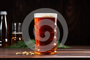 serving amber ale in a classic english pint glass