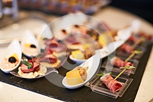 Serving buffet table