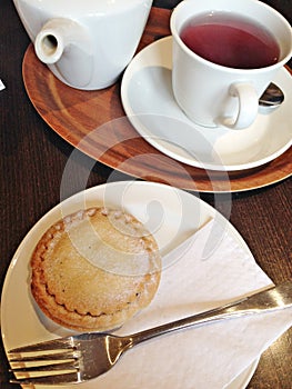 Serving cake in a cafe