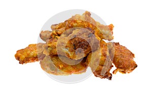 Serving of chicken wings on a white background