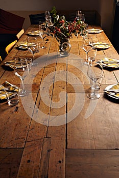 Serving dinner table set