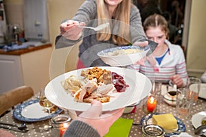 Serving Dinner at Thanksgiving