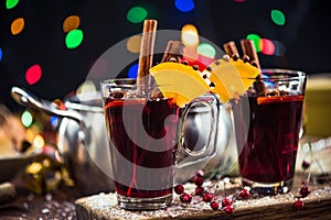 Serving festive hot mulled red wine