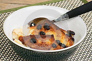 Bread Pudding in Bowl