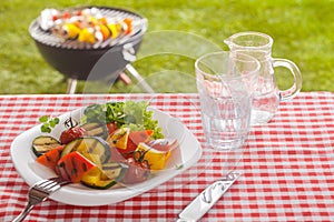 Serving of roast vegetables on a summer picnic