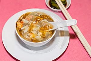 Serving of shark fins crab meat delicacy, popular among Chinese