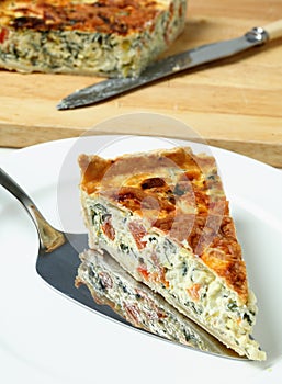 Serving spinach beet quiche