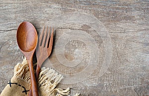 Serving spoons on wood