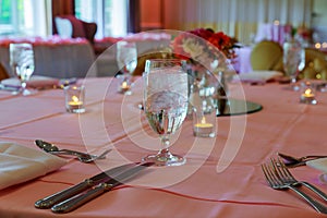 Serving table prepared for event party wedding