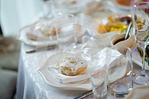 Serving table prepared for event party or wedding