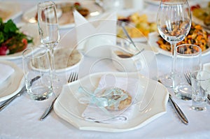 Serving table prepared for event party or wedding