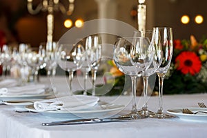 Serving table prepared for event party or wedding.