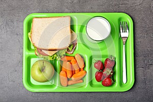 Serving tray with healthy food