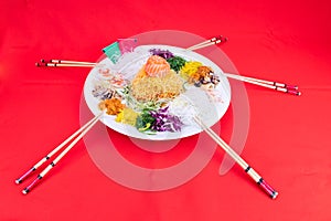 Serving of Yee Sang or Yusheng believed to bring luck