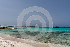 Ses Illetes beach in Formentera, Balearic Islands in Spain.