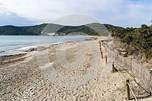 Ses Salines Beach, located in south Ibiza. Spain. photo