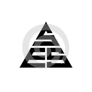 SES triangle letter logo design with triangle shape. SES triangle logo design monogram. SES triangle vector logo template with red