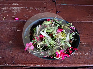 Sesaji or sajen, various flower, offering to spirit