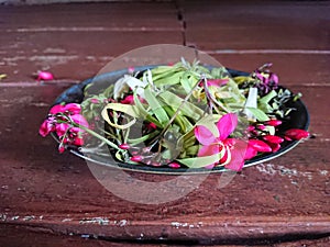 Sesaji or sajen, various flower, offering to spirit