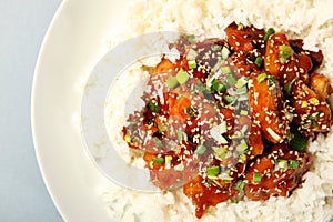 Sesame chicken with rice