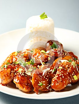 Sesame chicken with rice
