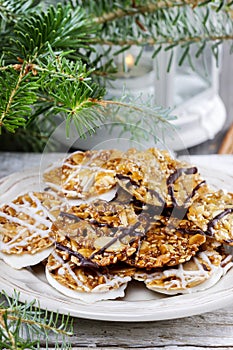 Sesame cookies on christmas eve table.