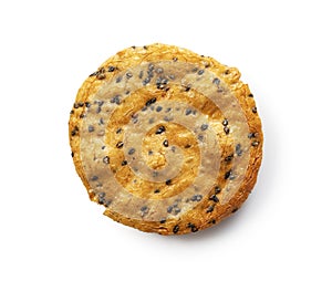 Sesame crackers placed on a white background