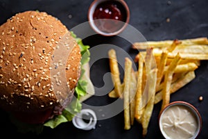 Sesame seeds on burguer