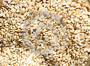 Sesame seeds in glass jar