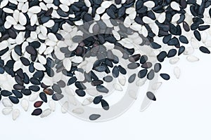 Sesame seeds on white