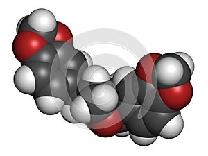Sesamin molecule. Lignan present in sesame oil. 3D rendering. photo