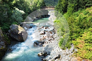 Sesia river in Scopello, Vercelli, Italy