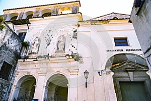 Sessa Aurunca, Campania. the facade and the entrance of Santo Stefano church, built in the 13th century photo