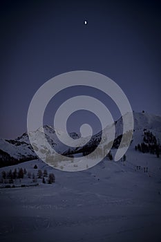 Sestriere by night at blu hour