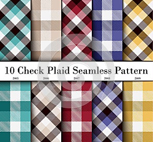 Set 10 Check Plaid Seamless Pattern