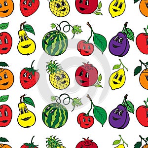 Set of 10 funny cartoon fruit