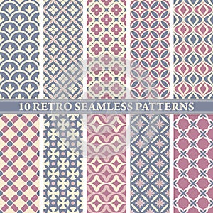 Set of 10 retro seamless patterns