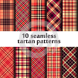 Set of 10 seamless tartan pattern