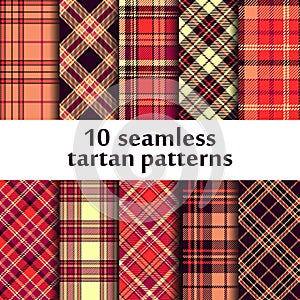 Set of 10 seamless tartan pattern