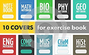 Set 10 simple modern covers for school exercise book