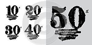 Set of 10 to 50 years Anniversary logotype design, 10, 20, 30, 40, 50 number design, anniversary template, anniversary vector