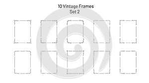 Set of 10 unique retro vintage ornate frames, corner flourishes, set of exclusive templates, empty hand drawn design elements