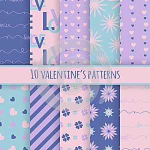 Set of 10 valentine's cute patterns