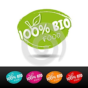 Set of 100% Bio food badges.