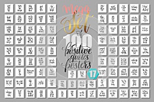 Set of 100 positive quotes design, motivation and inspiration phrases